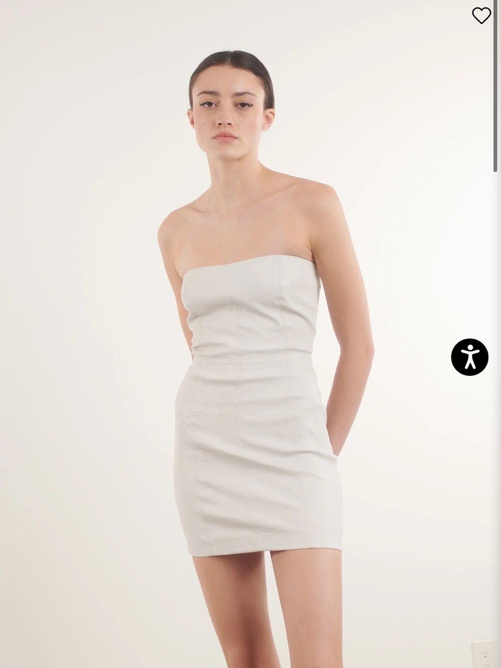 SPRWMN Los Angeles Ivory Leather Strapless Mini Dress Size L